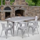 Flash Furniture ET-CT005-6-70-SIL-GG Rectangular Table & (6) Chair Set - 63"W x 31 1/2"D x 29 1/2"H, Steel, Silver thumbnail 4