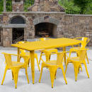 Flash Furniture ET-CT005-6-70-YL-GG Rectangular Table & (6) Chair Set - 63"W x 31 1/2"D x 29 1/2"H, Steel, Yellow thumbnail 4