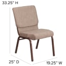 Flash Furniture FD-CH02185-CV-BGE1-GG Stacking Church Chair w/ Beige Fabric Back & Seat - Steel Frame, Copper Vein thumbnail 2