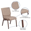 Flash Furniture FD-CH02185-CV-BGE1-GG Stacking Church Chair w/ Beige Fabric Back & Seat - Steel Frame, Copper Vein thumbnail 6