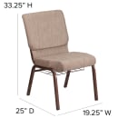 Flash Furniture FD-CH02185-CV-BGE1-BAS-GG Stacking Church Chair w/ Beige Fabric Back & Seat - Steel Frame, Copper Vein thumbnail 2
