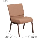 Flash Furniture FD-CH02185-CV-BN-GG Stacking Church Chair w/ Caramel Fabric Back & Seat - Steel Frame, Copper Vein thumbnail 2