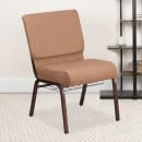 Flash Furniture FD-CH02185-CV-BN-BAS-GG Stacking Church Chair w/ Caramel Fabric Back & Seat - Steel Frame, Copper Vein thumbnail 9