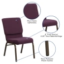 Flash Furniture FD-CH02185-GV-005-GG Stacking Church Chair w/ Plum Fabric Back & Seat - Steel Frame, Gold Vein thumbnail 3