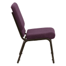 Flash Furniture FD-CH02185-GV-005-GG Stacking Church Chair w/ Plum Fabric Back & Seat - Steel Frame, Gold Vein thumbnail 4