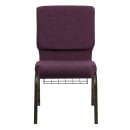 Flash Furniture FD-CH02185-GV-005-BAS-GG Stacking Church Chair w/ Plum Fabric Back & Seat - Steel Frame, Gold Vein thumbnail 6