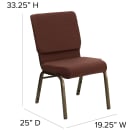 Flash Furniture FD-CH02185-GV-10355-GG Stacking Church Chair w/ Brown Fabric Back & Seat - Steel Frame, Gold Vein thumbnail 2