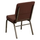 Flash Furniture FD-CH02185-GV-10355-GG Stacking Church Chair w/ Brown Fabric Back & Seat - Steel Frame, Gold Vein thumbnail 4