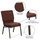 Flash Furniture FD-CH02185-GV-10355-GG Stacking Church Chair w/ Brown Fabric Back & Seat - Steel Frame, Gold Vein thumbnail 6