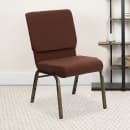 Flash Furniture FD-CH02185-GV-10355-GG Stacking Church Chair w/ Brown Fabric Back & Seat - Steel Frame, Gold Vein thumbnail 9