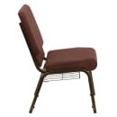 Flash Furniture FD-CH02185-GV-10355-BAS-GG Stacking Church Chair w/ Brown Fabric Back & Seat - Steel Frame, Gold Vein thumbnail 2