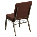 Flash Furniture FD-CH02185-GV-10355-BAS-GG Stacking Church Chair w/ Brown Fabric Back & Seat - Steel Frame, Gold Vein thumbnail 3