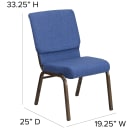 Flash Furniture FD-CH02185-GV-BLUE-GG Stacking Church Chair w/ Blue Fabric Back & Seat - Steel Frame, Gold Vein thumbnail 2