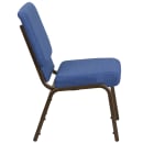 Flash Furniture FD-CH02185-GV-BLUE-GG Stacking Church Chair w/ Blue Fabric Back & Seat - Steel Frame, Gold Vein thumbnail 3