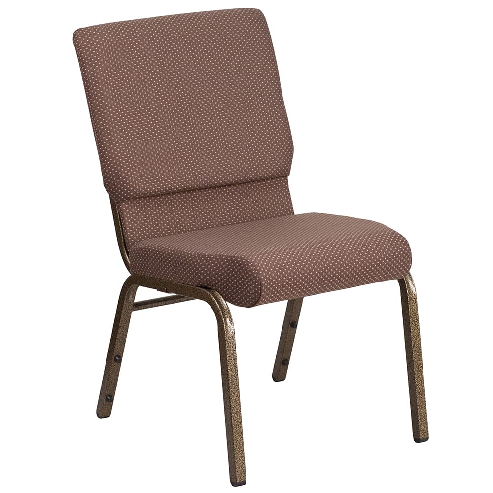 Flash Furniture FD-CH02185-GV-BNDOT-GG Stacking Church Chair w/ Brown Dot Fabric Back & Seat - Steel Frame, Gold Vein