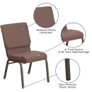Flash Furniture FD-CH02185-GV-BNDOT-GG Stacking Church Chair w/ Brown Dot Fabric Back & Seat - Steel Frame, Gold Vein thumbnail 6