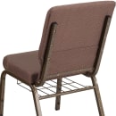 Flash Furniture FD-CH02185-GV-BNDOT-BAS-GG Stacking Church Chair w/ Brown Dot Fabric Back & Seat - Steel Frame, Gold Vein thumbnail 6