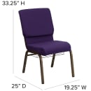 Flash Furniture FD-CH02185-GV-ROY-BAS-GG Stacking Church Chair w/ Royal Purple Fabric Back & Seat - Steel Frame, Gold Vein thumbnail 2