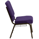 Flash Furniture FD-CH02185-GV-ROY-BAS-GG Stacking Church Chair w/ Royal Purple Fabric Back & Seat - Steel Frame, Gold Vein thumbnail 3