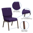 Flash Furniture FD-CH02185-GV-ROY-BAS-GG Stacking Church Chair w/ Royal Purple Fabric Back & Seat - Steel Frame, Gold Vein thumbnail 6
