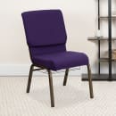 Flash Furniture FD-CH02185-GV-ROY-BAS-GG Stacking Church Chair w/ Royal Purple Fabric Back & Seat - Steel Frame, Gold Vein thumbnail 9