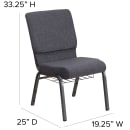 Flash Furniture FD-CH02185-SV-DKGY-BAS-GG Stacking Church Chair w/ Dark Gray Fabric Back & Seat - Steel Frame, Silver Vein thumbnail 2