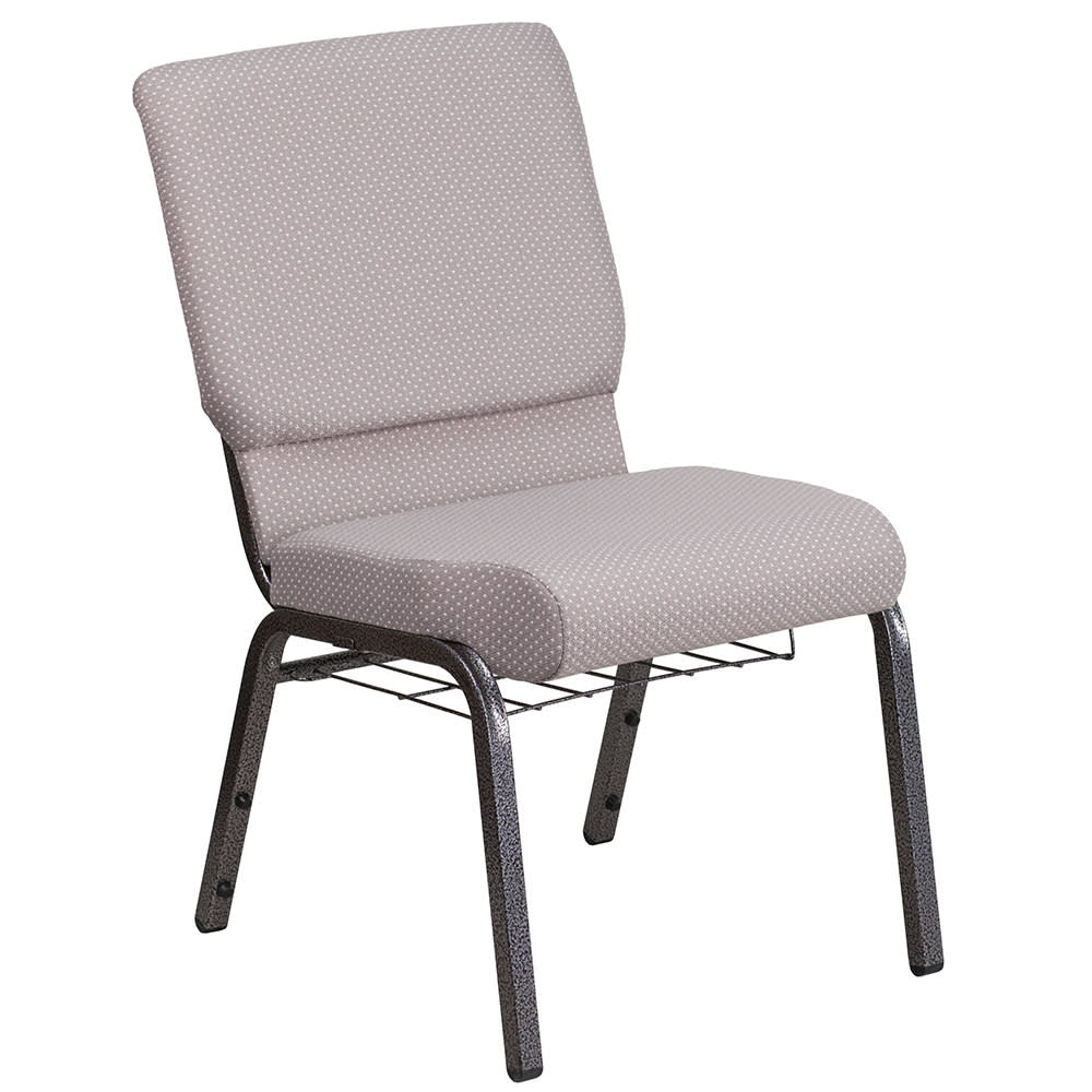 Flash Furniture FD-CH02185-SV-GYDOT-BAS-GG Stacking Church Chair w/ Gray Dot Fabric Back & Seat - Steel Frame, Silver Vein