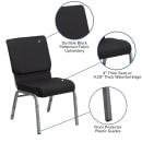 Flash Furniture FD-CH02185-SV-JP02-GG Stacking Church Chair w/ Black Patterned Fabric Back & Seat - Steel Frame, Silver Vein thumbnail 6