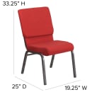 Flash Furniture FD-CH02185-SV-RED-GG Stacking Church Chair w/ Red Fabric Back & Seat - Steel Frame, Silver Vein thumbnail 2