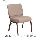 Flash Furniture FD-CH0221-4-CV-BGE1-GG Extra Wide Stacking Church Chair w/ Beige Fabric Back & Seat - Steel Frame, Copper Vein thumbnail 2