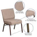 Flash Furniture FD-CH0221-4-CV-BGE1-BAS-GG Extra Wide Stacking Church Chair w/ Beige Fabric Back & Seat - Steel Frame, Copper Vein thumbnail 6