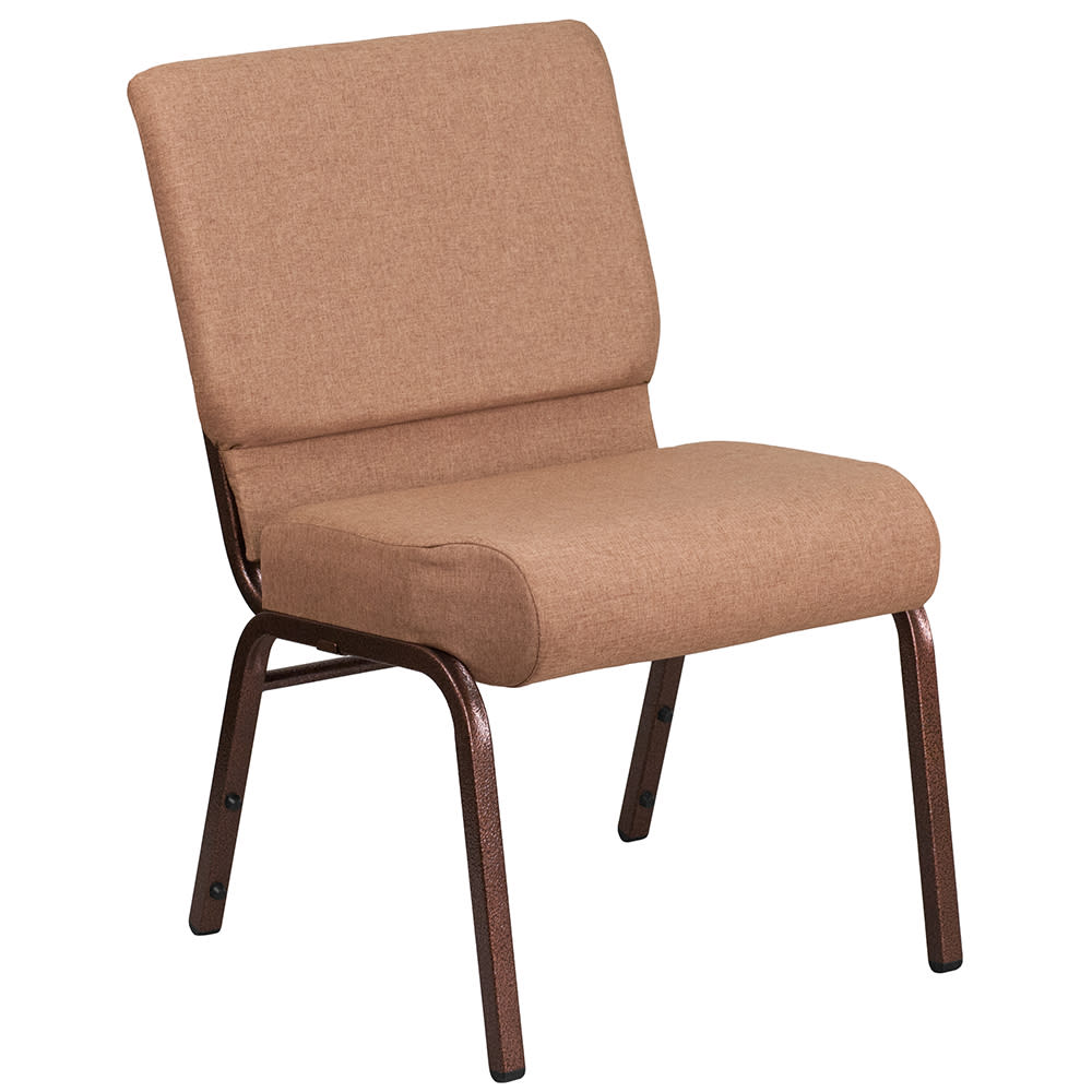 Flash Furniture FD-CH0221-4-CV-BN-GG Extra Wide Stacking Church Chair w/ Caramel Fabric Back & Seat - Steel Frame, Copper Vein