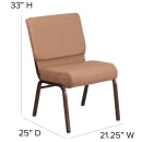 Flash Furniture FD-CH0221-4-CV-BN-GG Extra Wide Stacking Church Chair w/ Caramel Fabric Back & Seat - Steel Frame, Copper Vein thumbnail 2