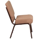 Flash Furniture FD-CH0221-4-CV-BN-GG Extra Wide Stacking Church Chair w/ Caramel Fabric Back & Seat - Steel Frame, Copper Vein thumbnail 3
