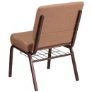 Flash Furniture FD-CH0221-4-CV-BN-BAS-GG Extra Wide Stacking Church Chair w/ Caramel Fabric Back & Seat - Steel Frame, Copper Vein thumbnail 4