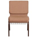 Flash Furniture FD-CH0221-4-CV-BN-BAS-GG Extra Wide Stacking Church Chair w/ Caramel Fabric Back & Seat - Steel Frame, Copper Vein thumbnail 5
