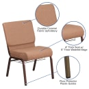 Flash Furniture FD-CH0221-4-CV-BN-BAS-GG Extra Wide Stacking Church Chair w/ Caramel Fabric Back & Seat - Steel Frame, Copper Vein thumbnail 6