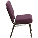 Flash Furniture FD-CH0221-4-GV-005-BAS-GG Extra Wide Stacking Church Chair w/ Plum Fabric Back & Seat - Steel Frame, Gold Vein thumbnail 3