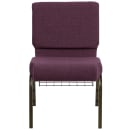 Flash Furniture FD-CH0221-4-GV-005-BAS-GG Extra Wide Stacking Church Chair w/ Plum Fabric Back & Seat - Steel Frame, Gold Vein thumbnail 5