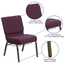 Flash Furniture FD-CH0221-4-GV-005-BAS-GG Extra Wide Stacking Church Chair w/ Plum Fabric Back & Seat - Steel Frame, Gold Vein thumbnail 6