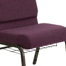 Flash Furniture FD-CH0221-4-GV-005-BAS-GG Extra Wide Stacking Church Chair w/ Plum Fabric Back & Seat - Steel Frame, Gold Vein thumbnail 7