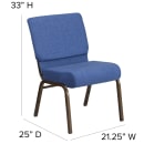 Flash Furniture FD-CH0221-4-GV-BLUE-GG Extra Wide Stacking Church Chair w/ Blue Fabric Back & Seat - Steel Frame, Gold Vein thumbnail 2