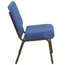 Flash Furniture FD-CH0221-4-GV-BLUE-GG Extra Wide Stacking Church Chair w/ Blue Fabric Back & Seat - Steel Frame, Gold Vein thumbnail 3
