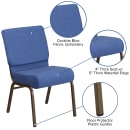 Flash Furniture FD-CH0221-4-GV-BLUE-GG Extra Wide Stacking Church Chair w/ Blue Fabric Back & Seat - Steel Frame, Gold Vein thumbnail 6
