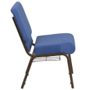 Flash Furniture FD-CH0221-4-GV-BLUE-BAS-GG Extra Wide Stacking Church Chair w/ Blue Fabric Back & Seat - Steel Frame, Gold Vein thumbnail 3