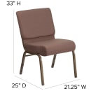 Flash Furniture FD-CH0221-4-GV-BNDOT-GG Extra Wide Stacking Church Chair w/ Brown Dot Fabric Back & Seat - Steel Frame, Gold Vein thumbnail 2