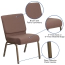 Flash Furniture FD-CH0221-4-GV-BNDOT-GG Extra Wide Stacking Church Chair w/ Brown Dot Fabric Back & Seat - Steel Frame, Gold Vein thumbnail 6