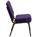 Flash Furniture FD-CH0221-4-GV-ROY-GG Extra Wide Stacking Church Chair w/ Royal Purple Fabric Back & Seat - Steel Frame, Gold Vein thumbnail 3