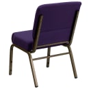 Flash Furniture FD-CH0221-4-GV-ROY-GG Extra Wide Stacking Church Chair w/ Royal Purple Fabric Back & Seat - Steel Frame, Gold Vein thumbnail 4