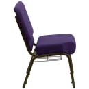 Flash Furniture FD-CH0221-4-GV-ROY-BAS-GG Extra Wide Stacking Church Chair w/ Royal Purple Fabric Back & Seat - Steel Frame, Gold Vein thumbnail 3